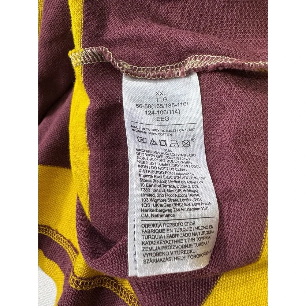 Banana Republic Mens 2XL Maroon Gold Rugby Striped Organic Cotton Pique Polo NWT